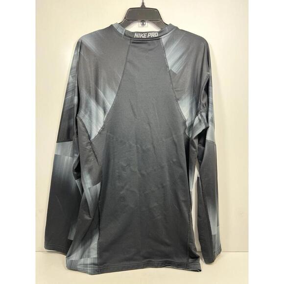 Nike Pro Hyperwarm Dri Fit Fitted Long Sleeve Men’s XL Black/Gray Fleece Lined - Picture 4 of 9